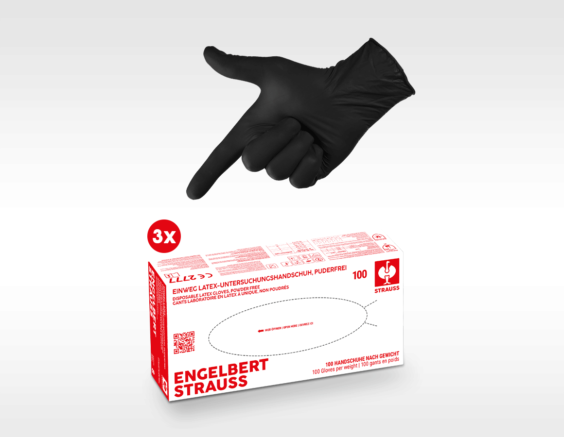 Main action image 3x100 Disposable latex gloves + EURO2024 Hat black