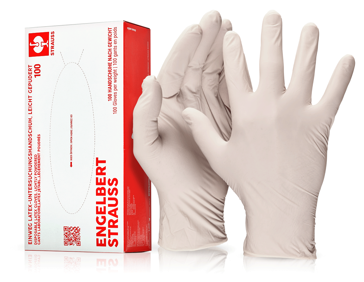 Primary image Disposable latex gloves, lightly powdered S