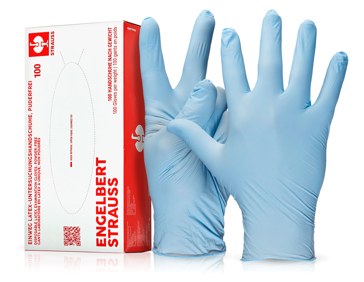 Primary image Disposable latex examination gloves, powder-free blue