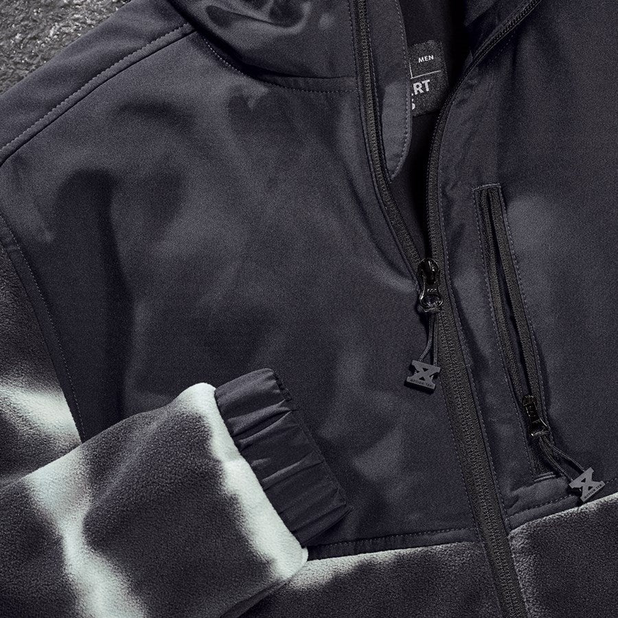 Detailed image Hybrid fleece hoody jacket tie-dye e.s.motion ten oxidblack/magneticgrey