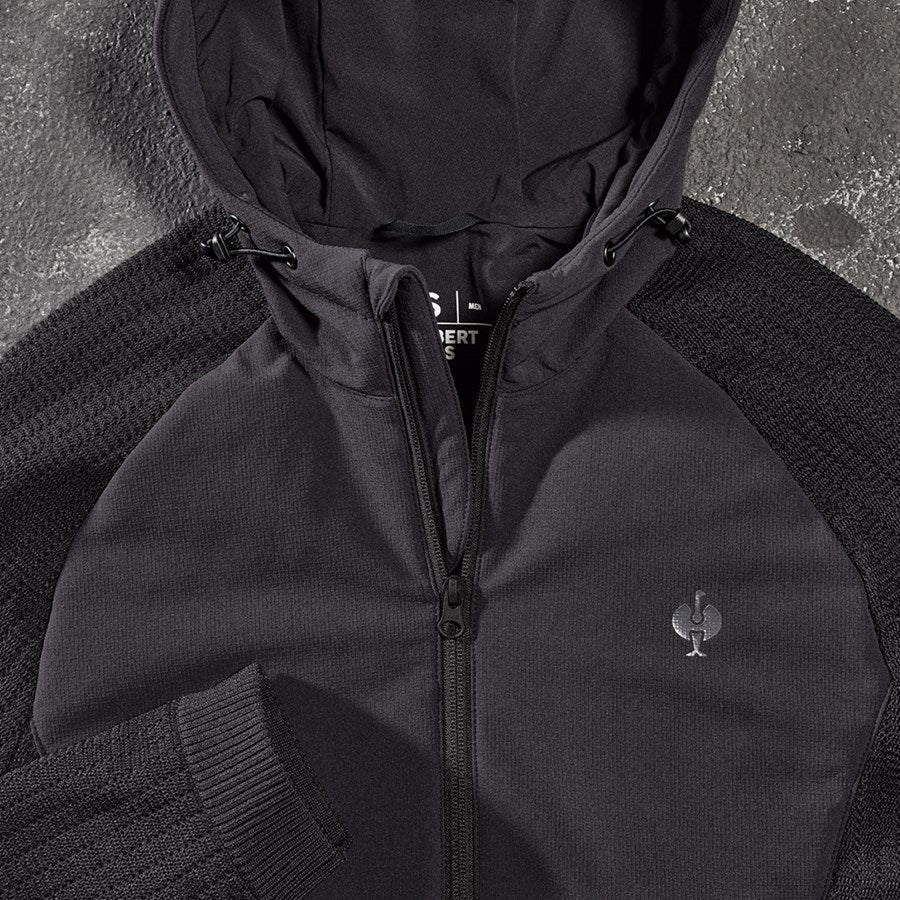Detailed image Hybrid hooded knitted jacket e.s.trail black