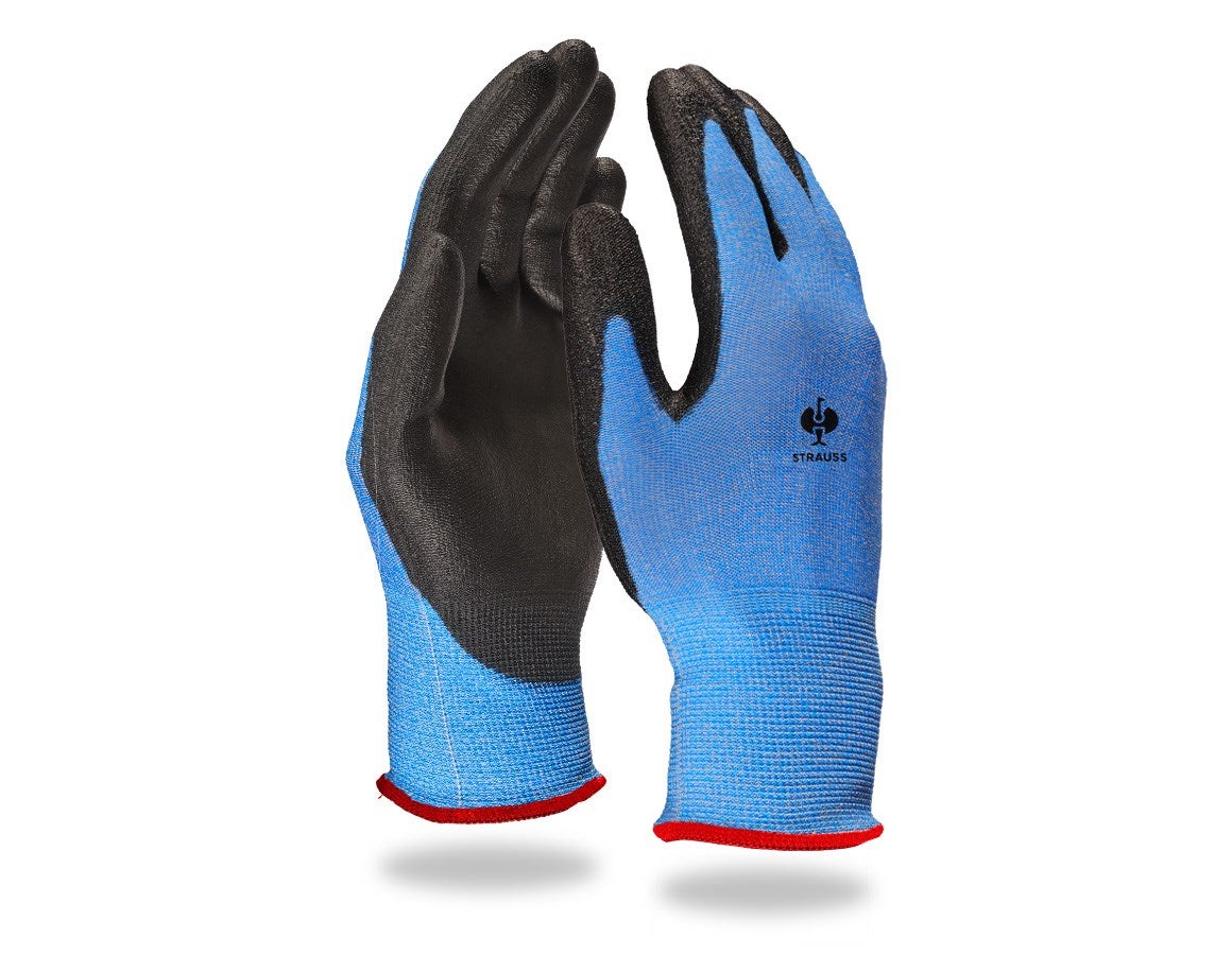 Primary image PU cut protection gloves, Comfort Skin, level B black/blue-melange