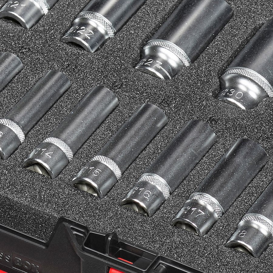 Detailed image Socket wrench set 1/2" long in STRAUSSbox 118 midi 