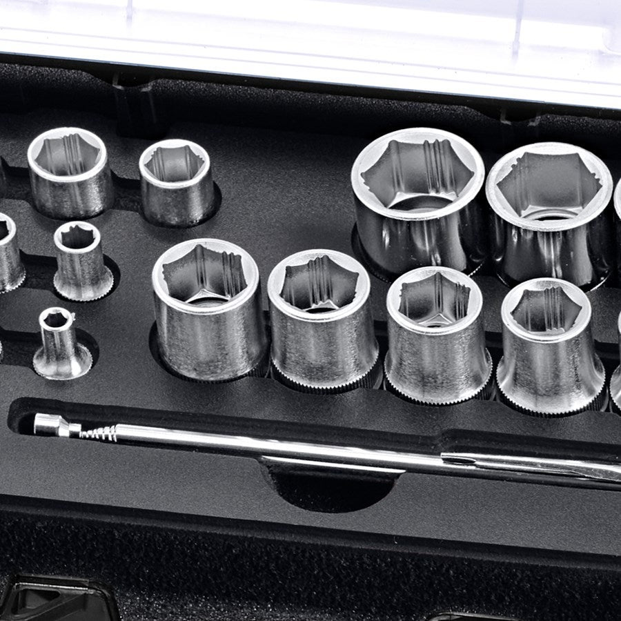 Detailed image Socket wrench set power grip 1/2+1/4 in STRAUSSbox 