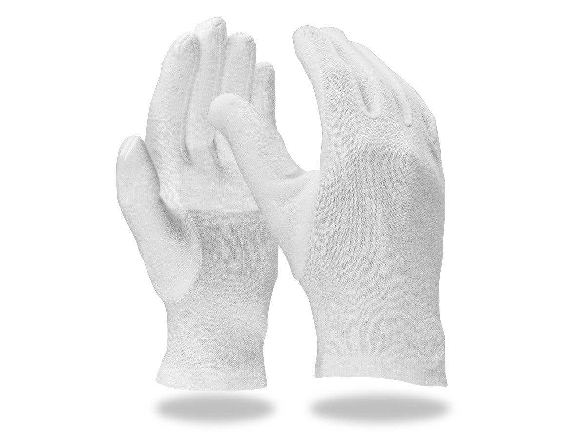 Primary image Cotton fourchette gloves, reinforced, pack of 12 white