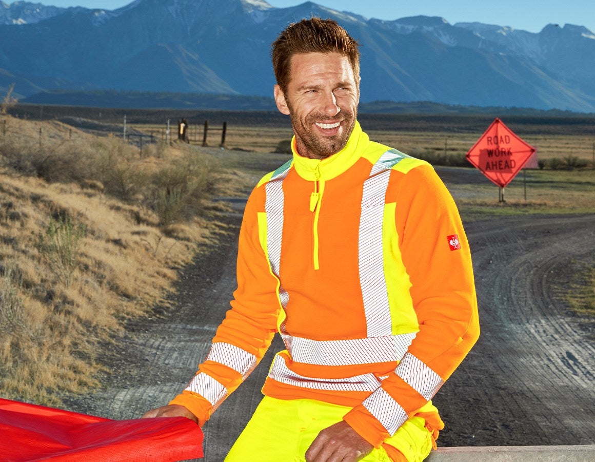 Main action image High-vis fleece troyer e.s.motion 2020 high-vis orange/high-vis yellow