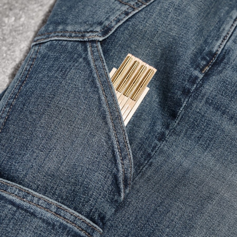 Detailed image e.s. 5-pocket stretch jeans with ruler pocket mediumwashed