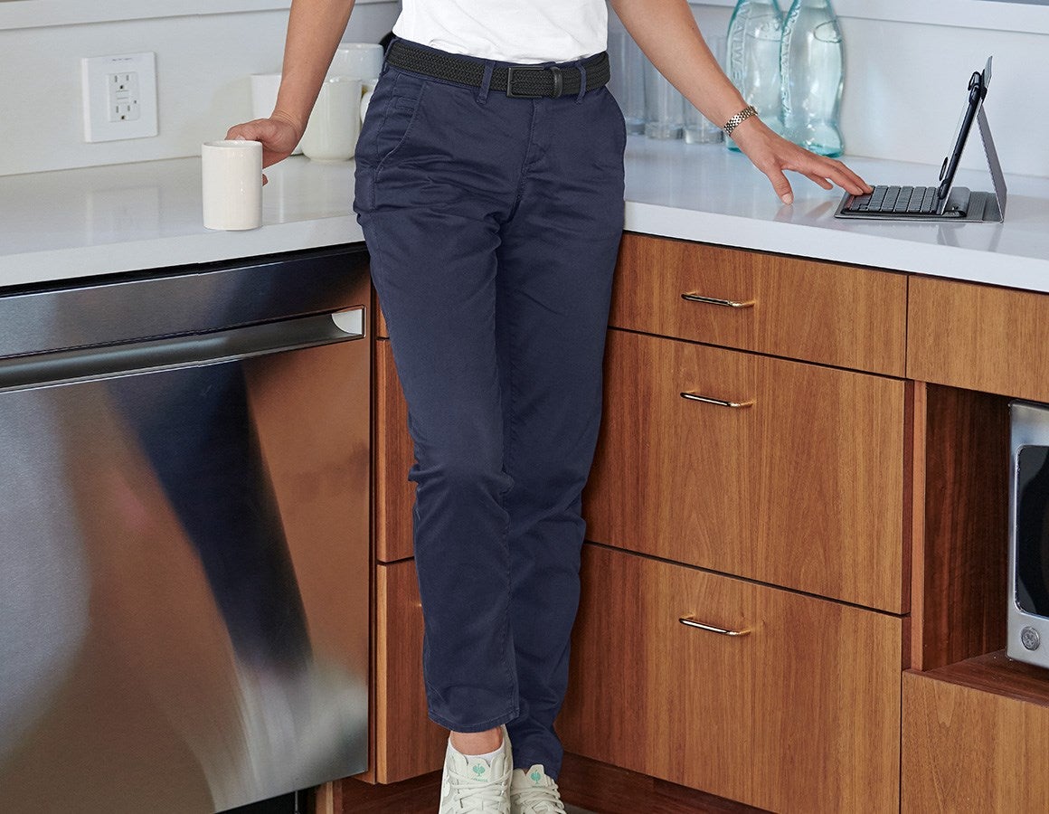 Main action image e.s. 5-pocket work trousers Chino, ladies' navy