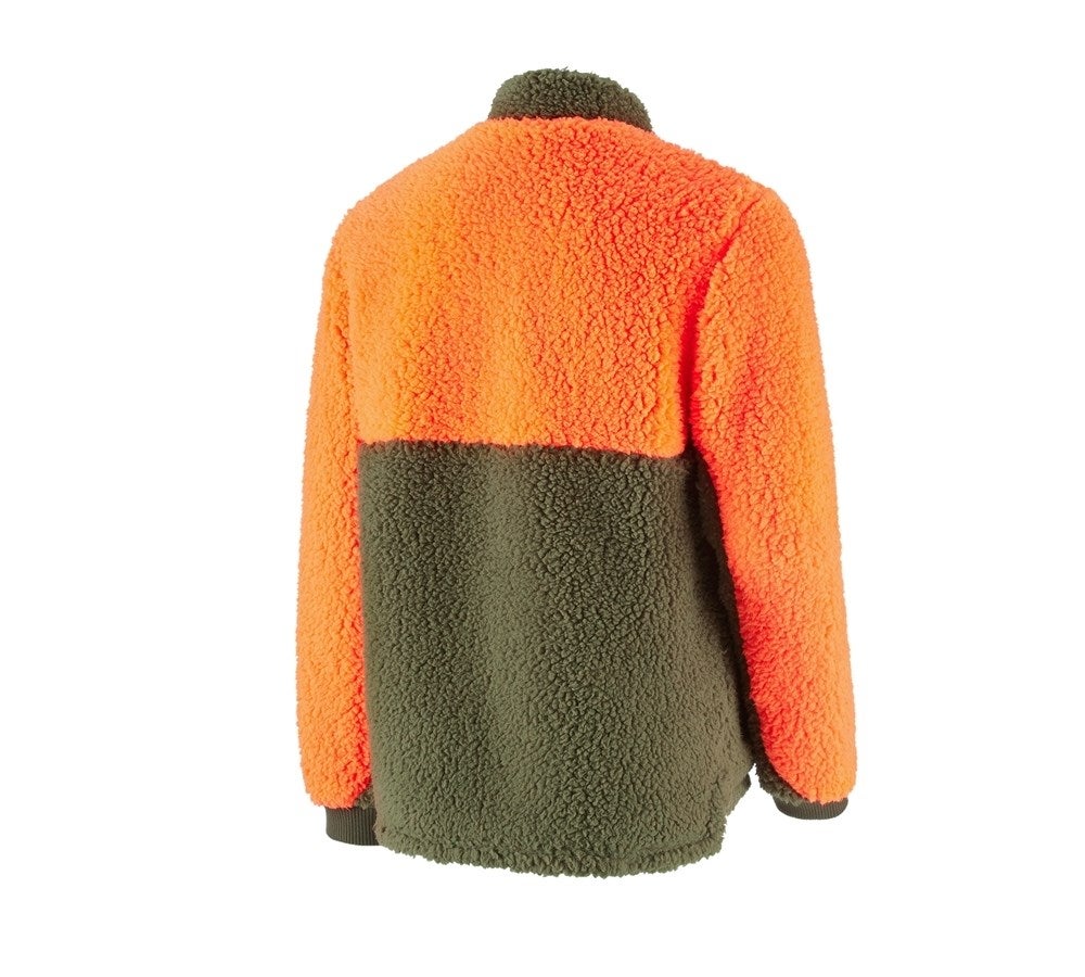 Secondary image e.s. Forestry faux fur jacket high-vis orange/mudgreen