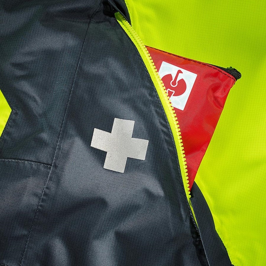 Detailed image e.s. Forestry rain jacket high-vis yellow/cosmosblue