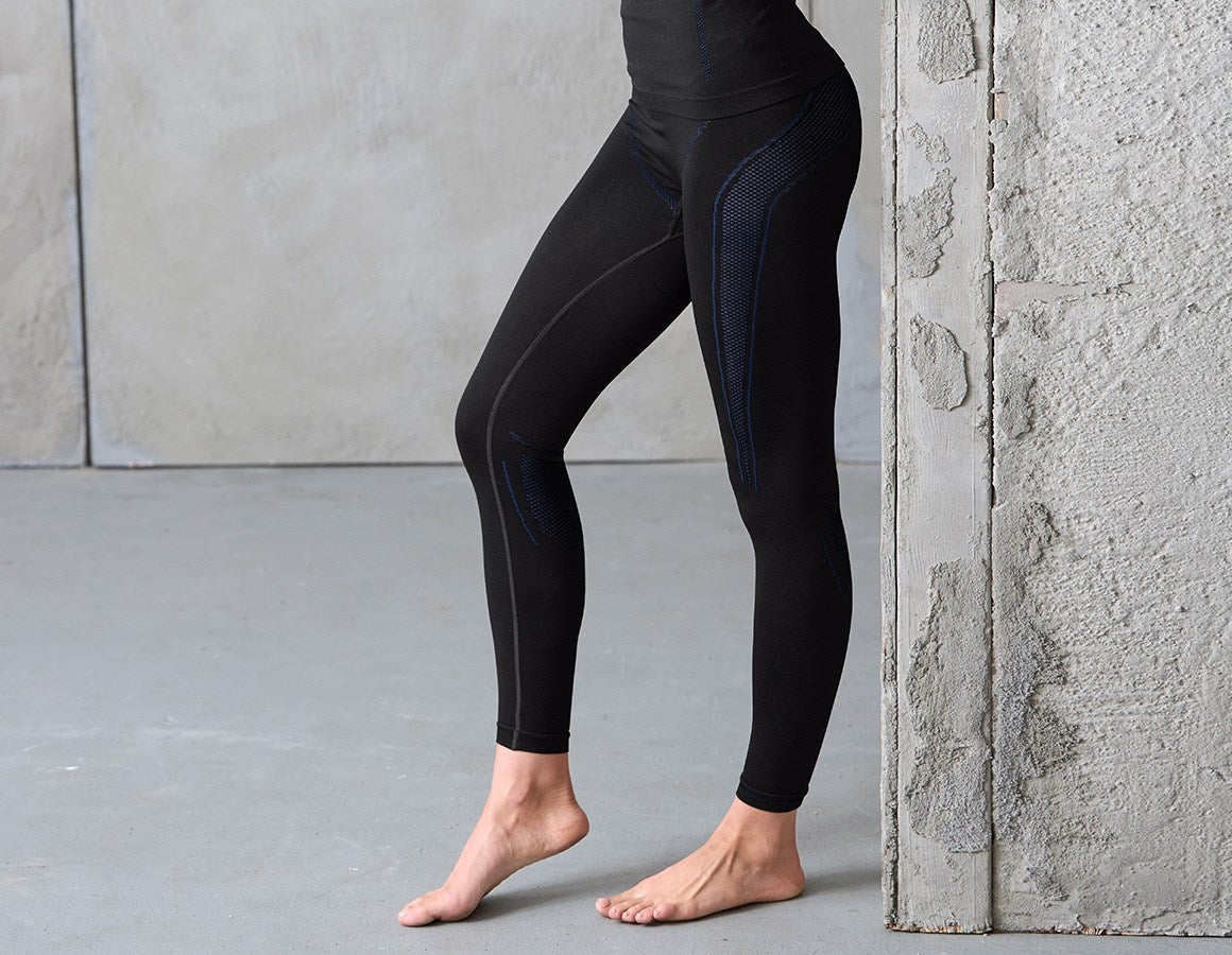 Main action image e.s. functional long-pants seamless - warm,ladies' black/gentianblue