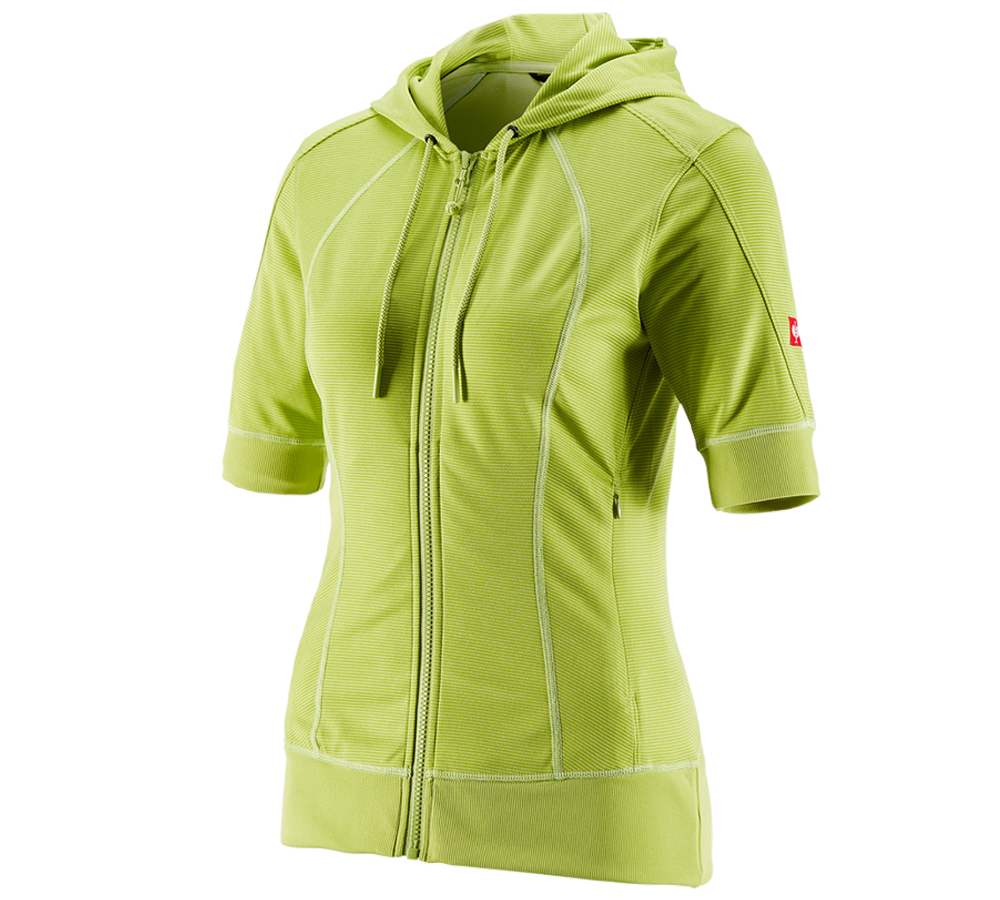 Primary image e.s.Funct. hooded jacket stripe 3/4-sleeve,ladies' maygreen
