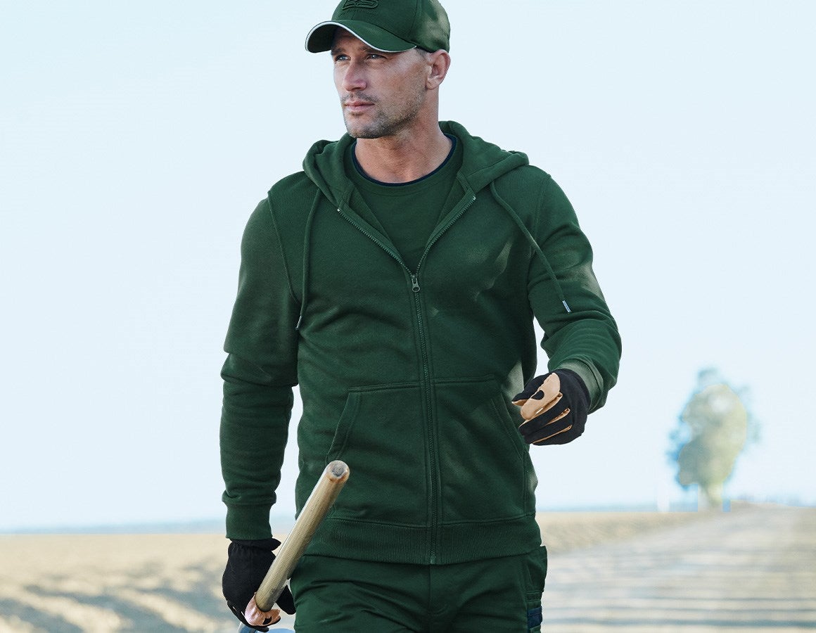 Main action image e.s. Hoody sweatjacket poly cotton green