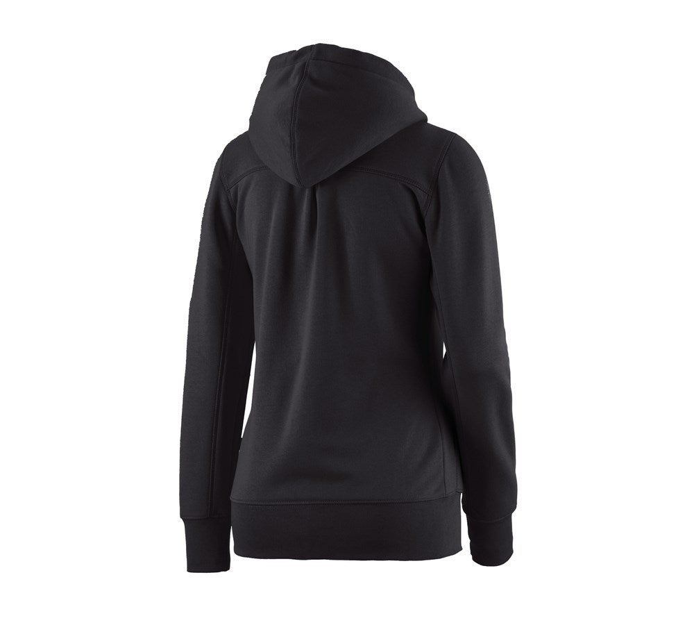 Secondary image e.s. Hoody sweatjacket poly cotton, ladies' black