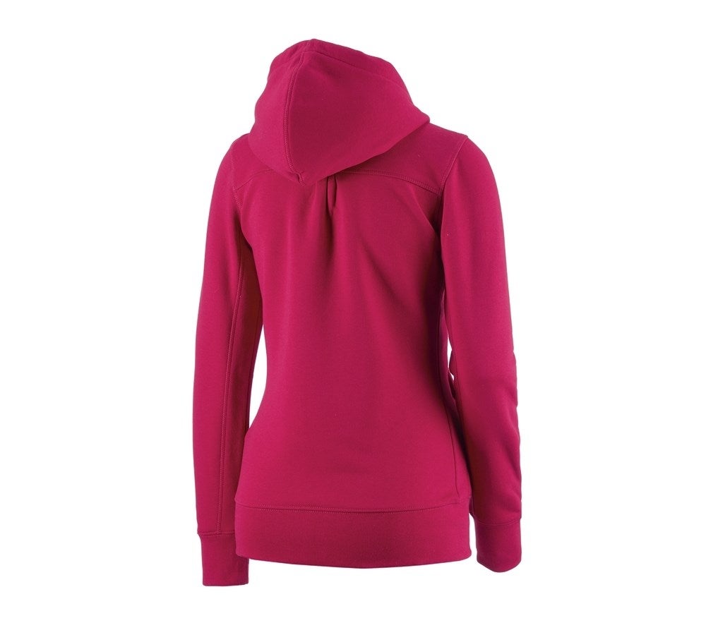 Secondary image e.s. Hoody sweatjacket poly cotton, ladies' berry