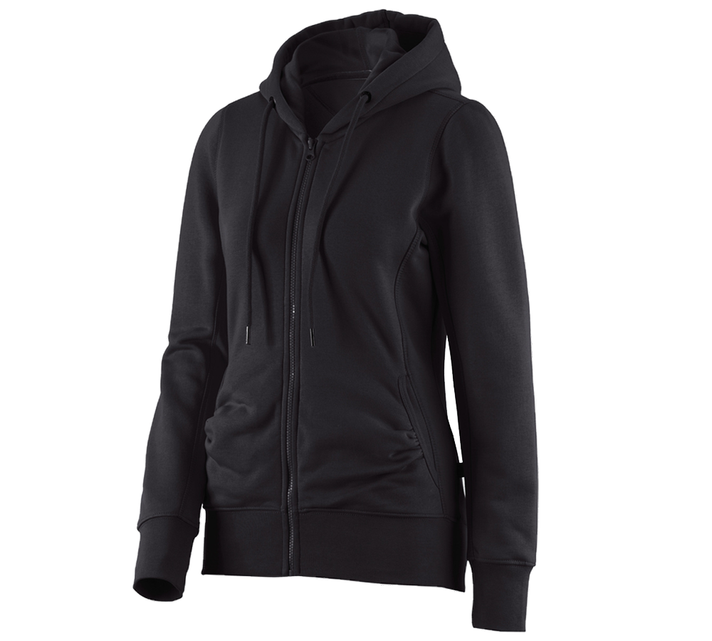 Primary image e.s. Hoody sweatjacket poly cotton, ladies' black