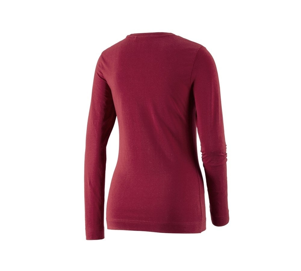 Secondary image e.s. Long sleeve cotton stretch, ladies' bordeaux