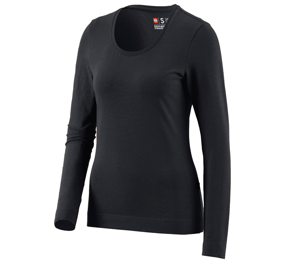 Primary image e.s. Long sleeve cotton stretch, ladies' black