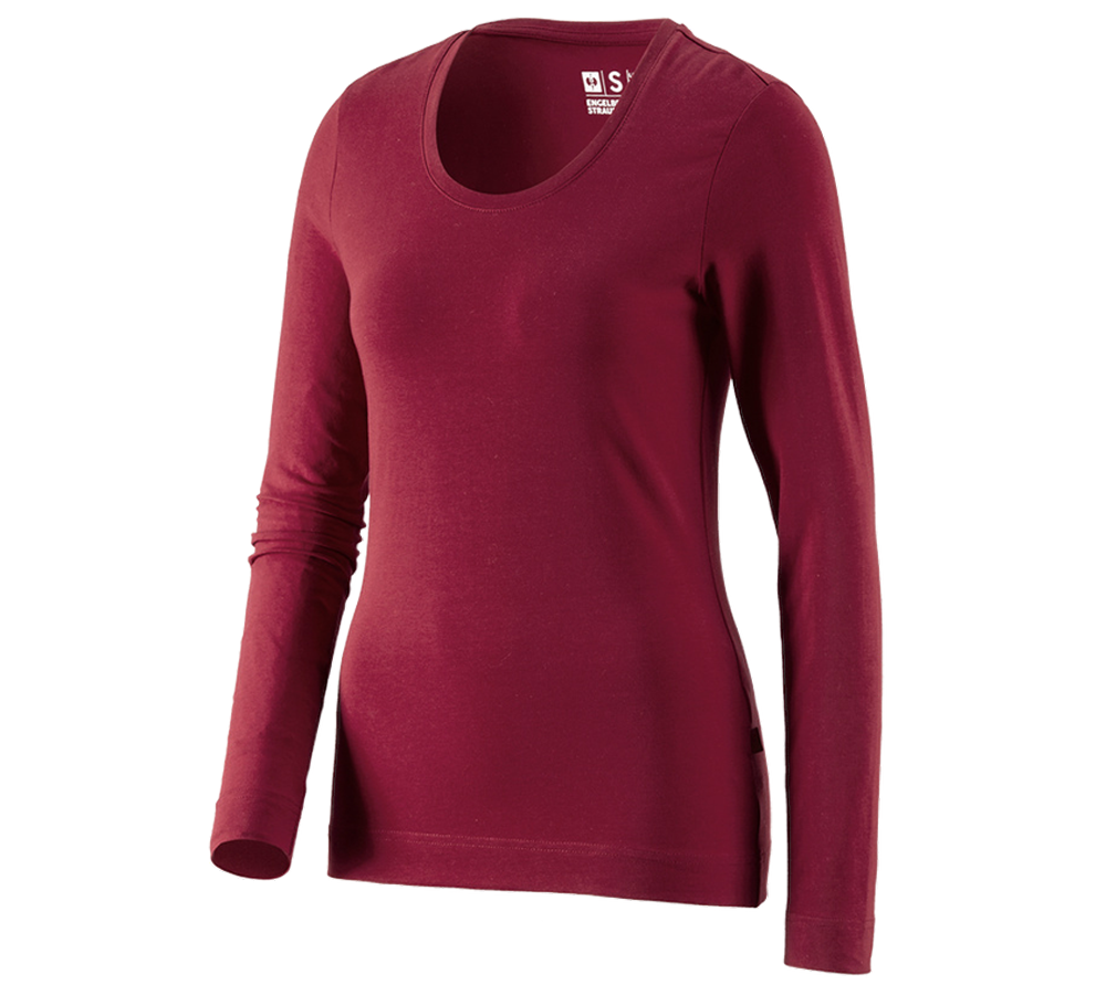 Primary image e.s. Long sleeve cotton stretch, ladies' bordeaux