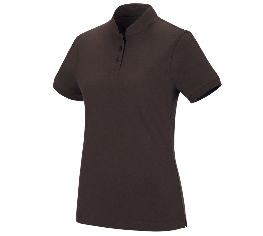 Primary image e.s. Polo shirt cotton Mandarin, ladies' chestnut