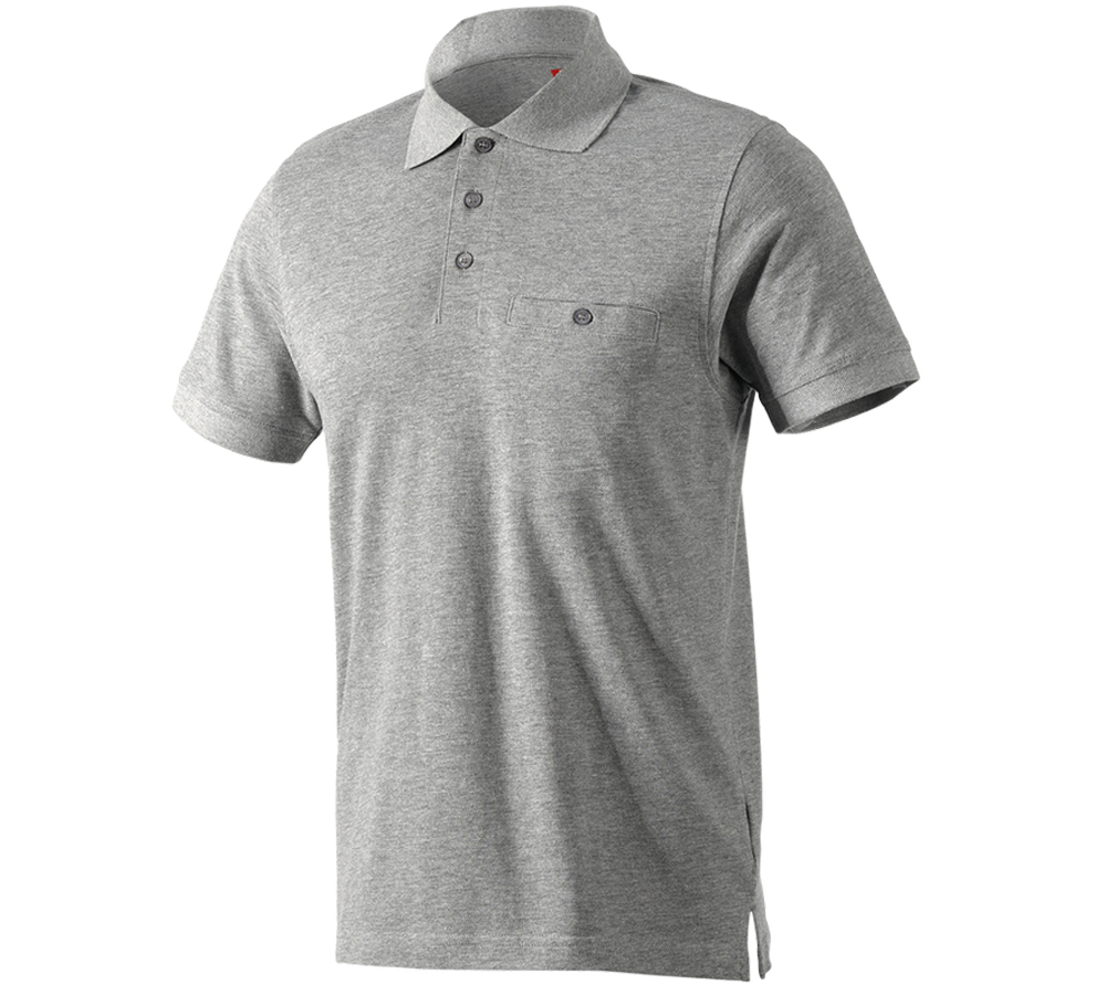 Primary image e.s. Polo shirt cotton Pocket grey melange