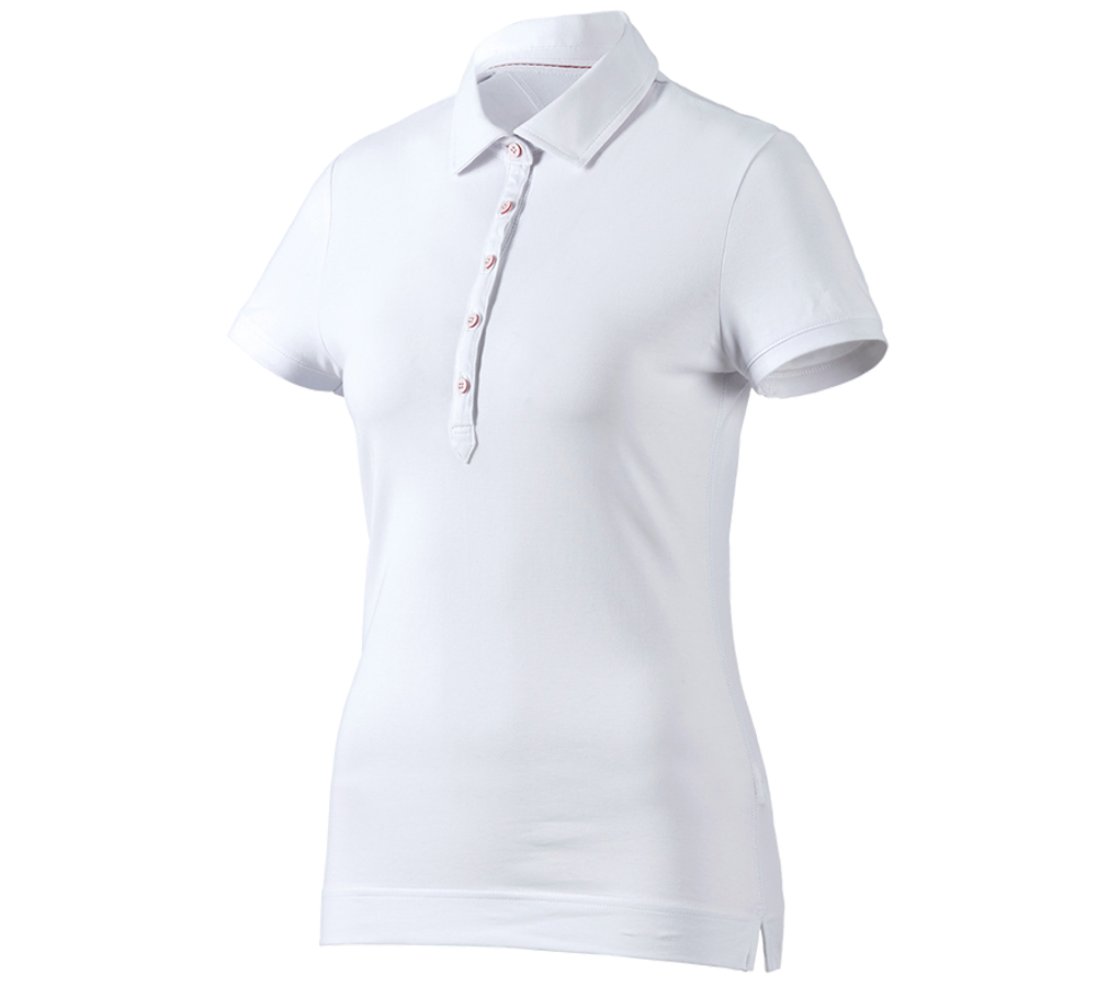 Primary image e.s. Polo shirt cotton stretch, ladies' white