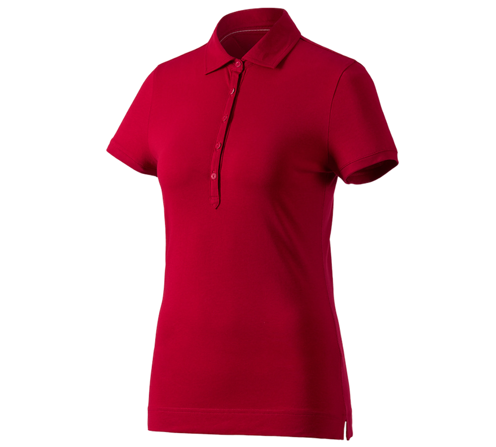 Primary image e.s. Polo shirt cotton stretch, ladies' fiery red