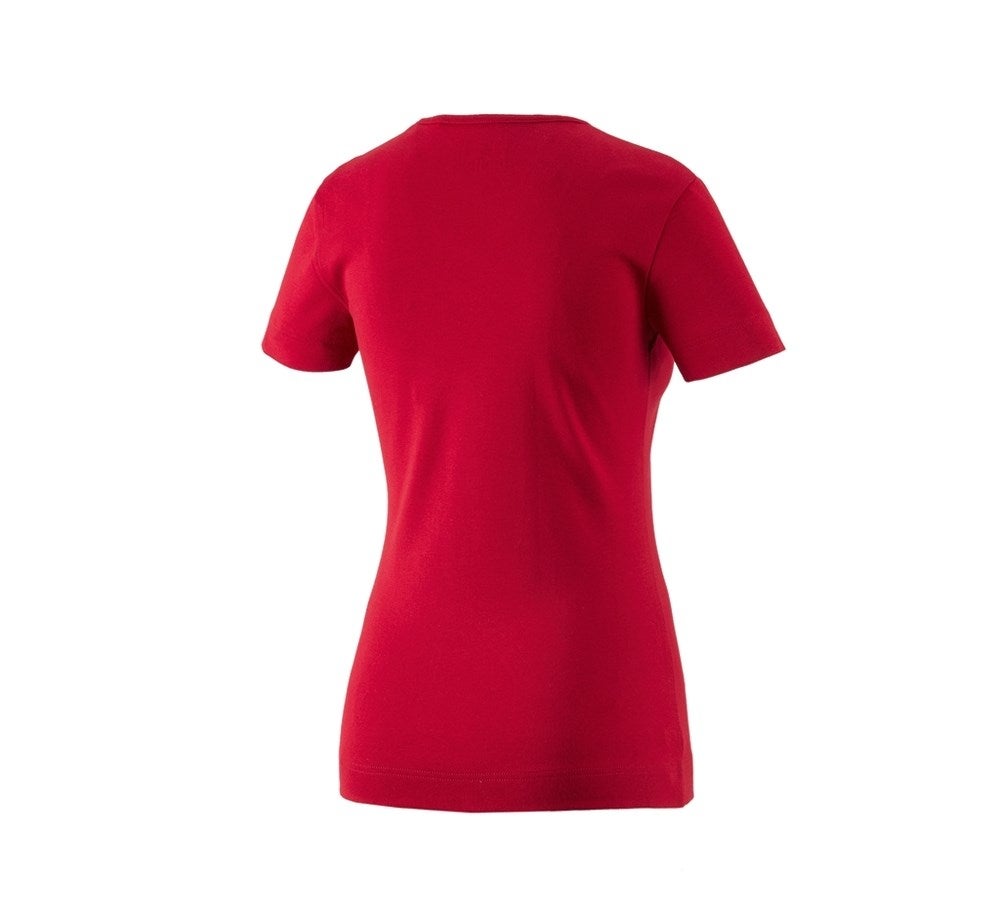 Secondary image e.s. T-shirt cotton V-Neck, ladies' fiery red