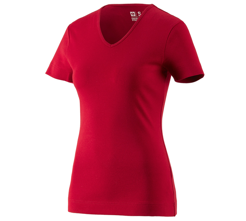 Primary image e.s. T-shirt cotton V-Neck, ladies' fiery red