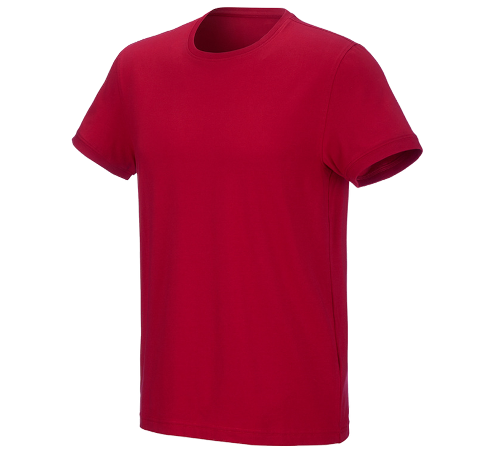 Primary image e.s. T-shirt cotton stretch fiery red