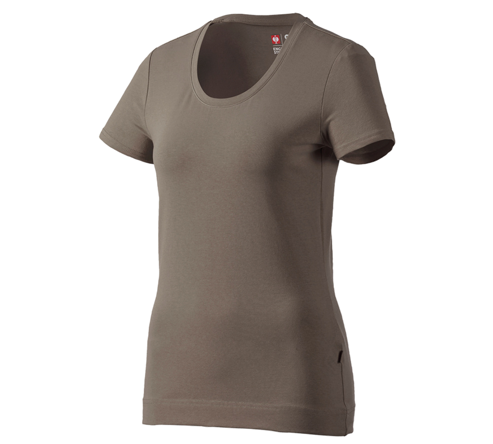 Primary image e.s. T-shirt cotton stretch, ladies' stone