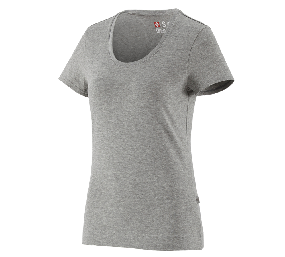 Primary image e.s. T-shirt cotton stretch, ladies' grey melange