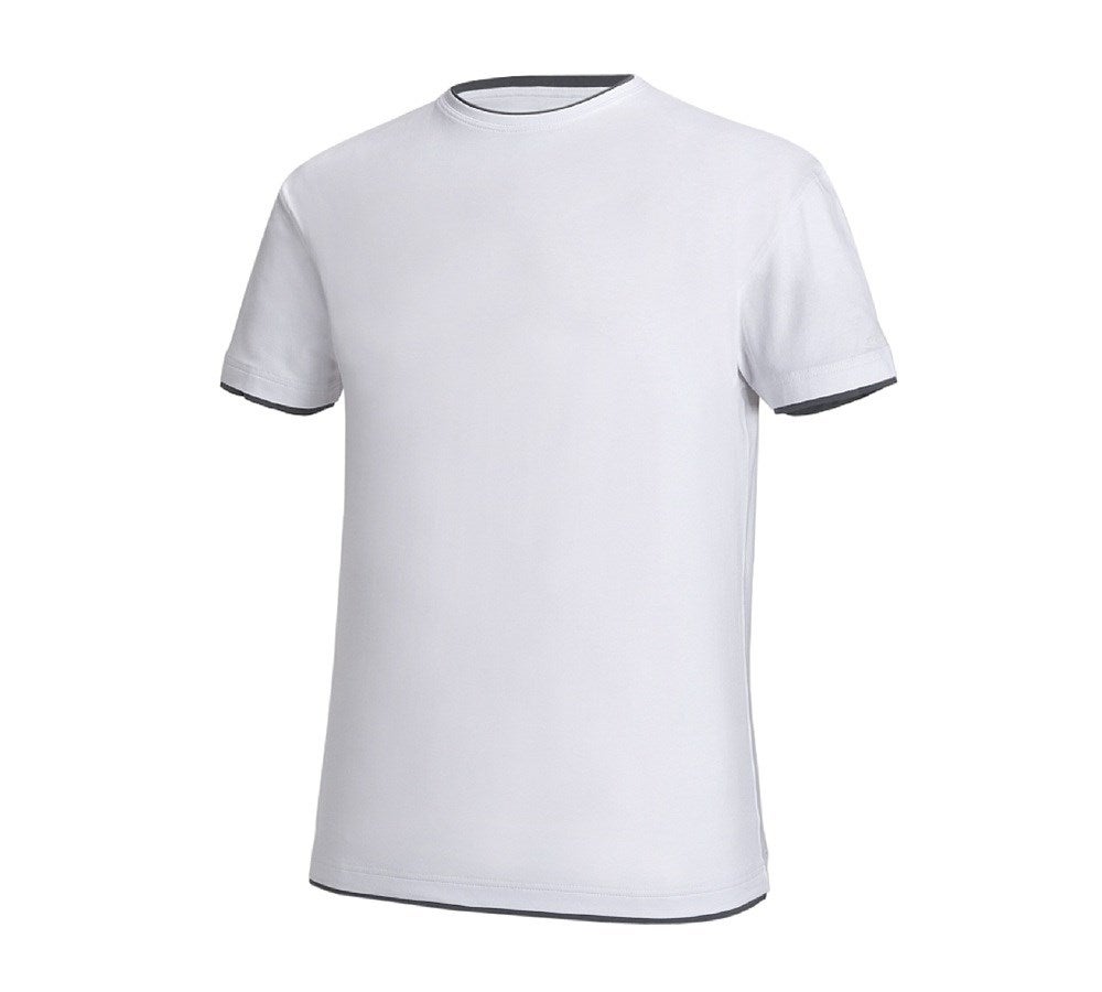 Primary image e.s. T-shirt cotton stretch Layer white/grey