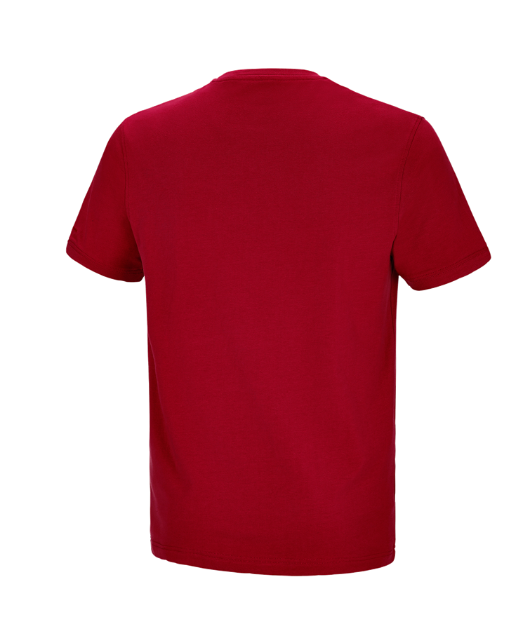 Secondary image e.s. T-shirt cotton stretch Pocket fiery red