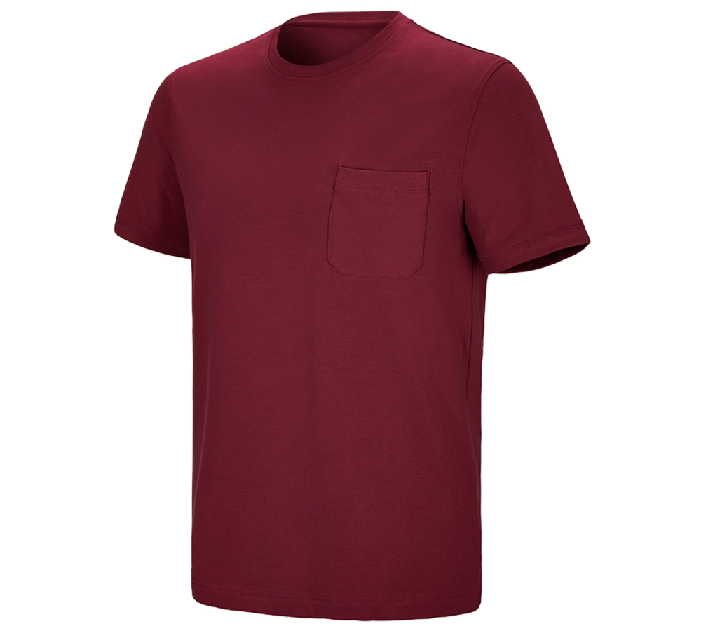 Primary image e.s. T-shirt cotton stretch Pocket bordeaux