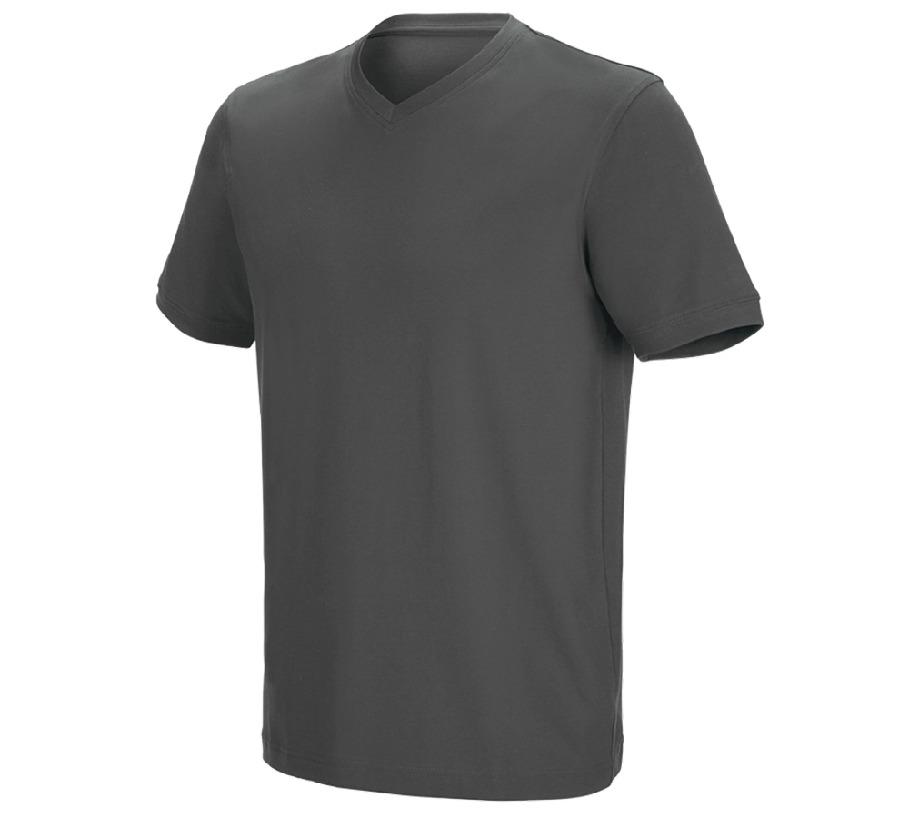 Primary image e.s. T-shirt cotton stretch V-Neck anthracite