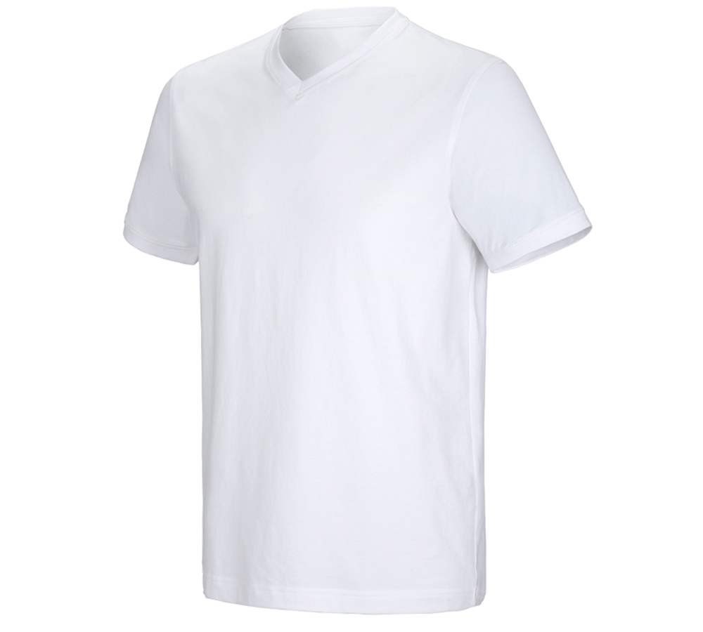 Primary image e.s. T-shirt cotton stretch V-Neck white