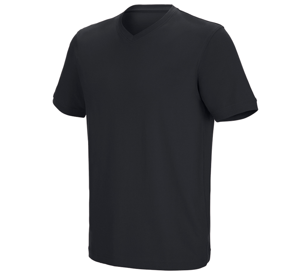 Primary image e.s. T-shirt cotton stretch V-Neck black