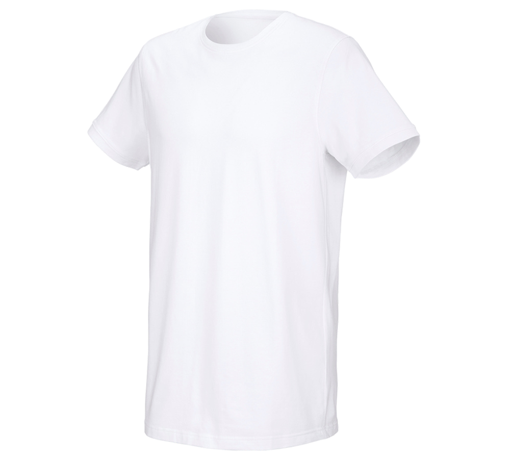 Primary image e.s. T-shirt cotton stretch, long fit white