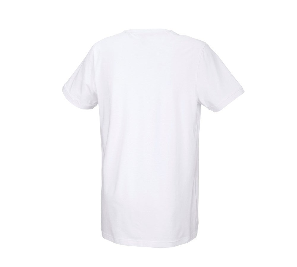 Secondary image e.s. T-shirt cotton stretch, long fit white
